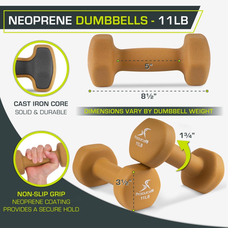 ProsourceFit Neoprene Dumbbell Coated for Non-Slip Grip, 11 lb - Image 2